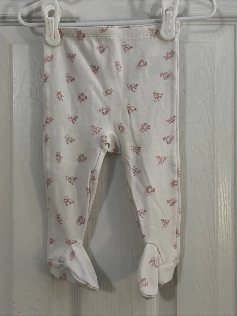 Ralph Lauren Baby Girl White and Pink Teddy Bear Two Piece Kimono Pajama Set